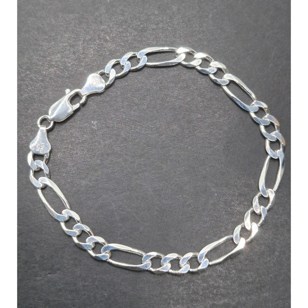 New Condition 8'' Sterling Silver Figaro Bracelet 6mm 8 Grams K1